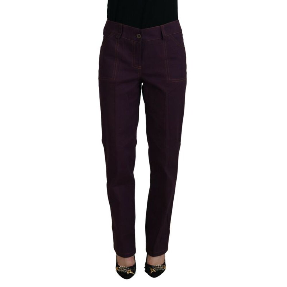 BENCIVENGA Purple Cotton Mid Waist Women Tapered Women's Pants
